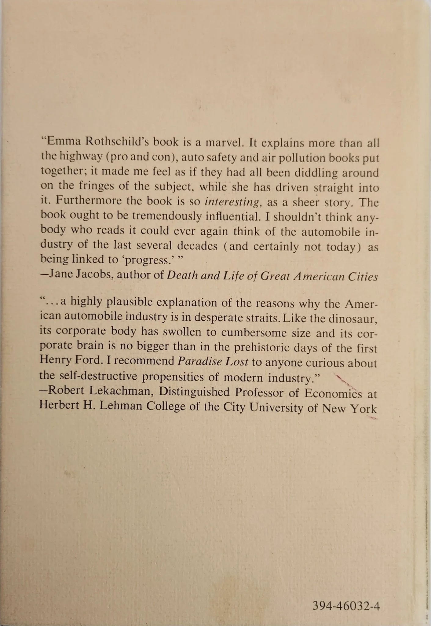 Paradise Lost: The Decline of the Auto - industrial Age (1st EDITION) - Oakmont Books